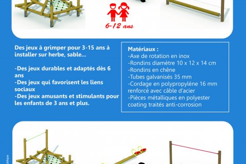 Trio de jeux à grimper pour enfants de 6 - 12 ans en bois marque Europlay