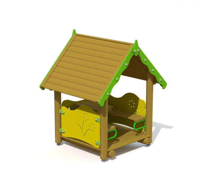 Maisonnette Abri des lutins pour enfants avec deux banquette + une table pour enfants de 3 à 8 ans