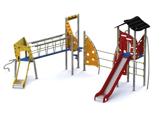 Combiné Tours toboggan acier galvanisé, glissière inox âge: 3 à 12 ans Ferme 2