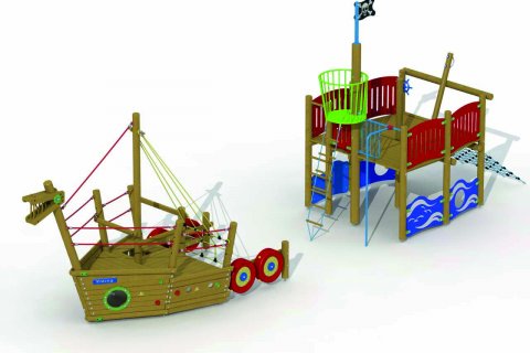 Aire de jeux collective Bateau Viking