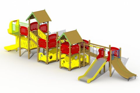 Structures combinées multi-activités avec double toboggan