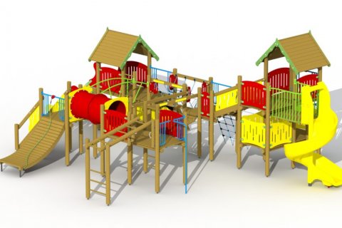 Structures combinées multi-activités avec double toboggan