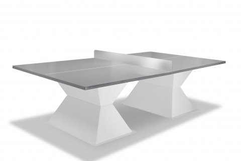 Table de Ping Pong modèle Diabolo extérieure plateau 35 mm avec filet alu brossé 3 mm coloris gris clair