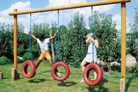 Parcours d'aventure en bois type A pour enfants de 4 à 15 ans 30 pas de géants en chêne Diam. 14 / 90 cm