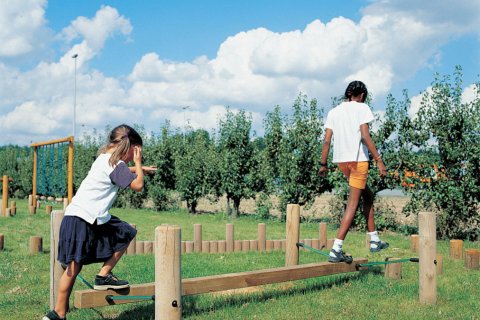 Parcours d'aventure en bois type A pour enfants de 4 à 15 ans 30 pas de géants en chêne Diam. 14 / 90 cm