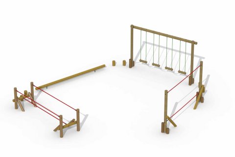 Parcours d'aventure en bois type B pour enfants de 4 à 15 ans avec 10 pas de géants en chêne de diamètre 14 cm / 90 cm