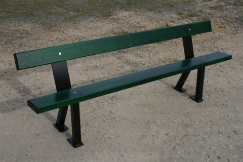 Banc Récréation pour adultes avec lames en bois et pieds en acier. Longueur 1.80 m