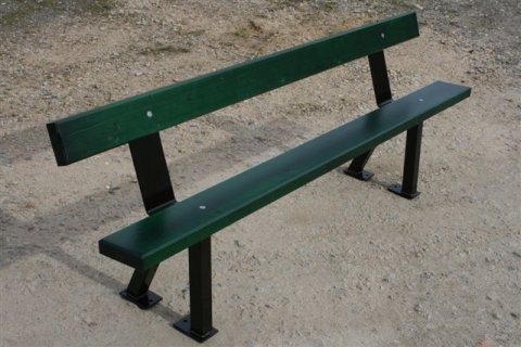 Banc Récréation pour adultes avec lames en bois et pieds en acier. Longueur 1.80 m