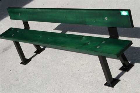 Banc Récréation pour adultes avec lames en bois et pieds en acier. Longueur 1.80 m