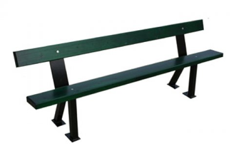 Banc Récréation pour adultes avec lames en bois et pieds en acier. Longueur 1.80 m