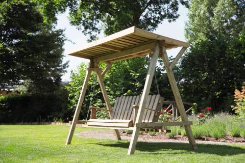 Banc Hamac à balancelle en bois avec toit