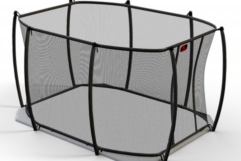 Trampoline Professionnel 380x255 cm Dino Cars au ras du sol avec filet de sécurité