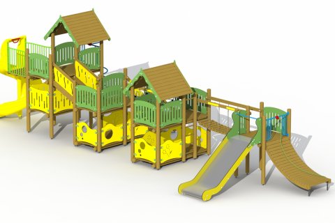 Structures combinées multi-activités avec double toboggan