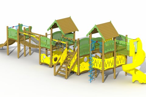 Structures combinées multi-activités avec double toboggan