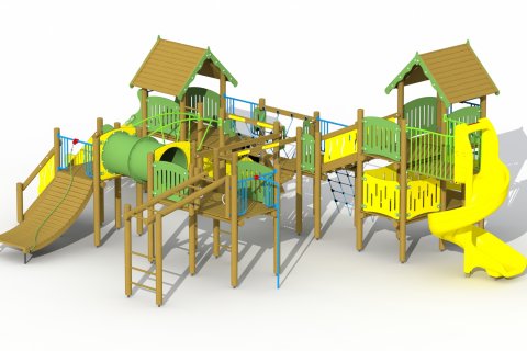 Structures combinées multi-activités avec double toboggan