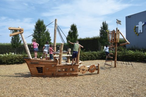 Bateau Viking complet en bois de Robinier - Proue, Poupe et Mat d'observation