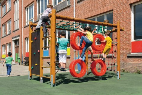 Aire de jeux à grimper Criss Cross en bois de mélèze, filets pour enfants de 6-12 ans