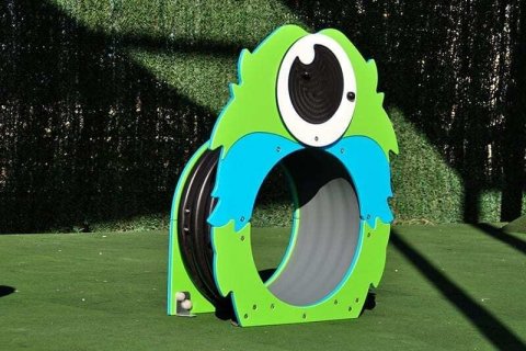 aire de jeux Mini tunnel Spooky  à tête de monstre vert moustachu pour enfants de 0 à 6 ans