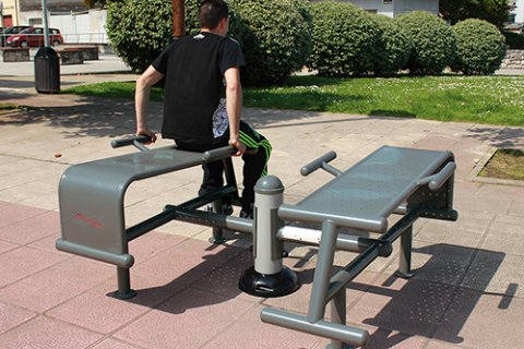 Fitness de plein air double Banc Abdominaux en acier