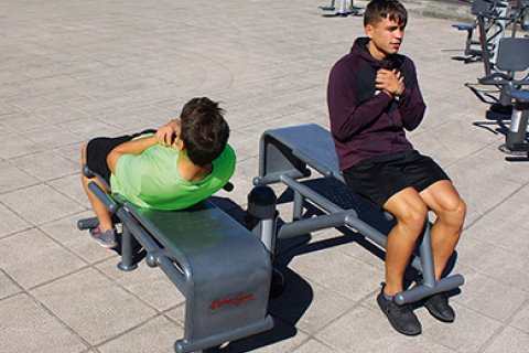 Fitness de plein air double Banc Abdominaux en acier