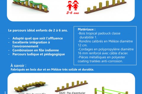 Parcours de motricité pour enfants de 2 - 6 ans composé d'un ensemble de cinq jeux Europlay