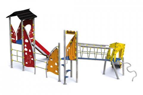 Combiné Tours toboggan acier galvanisé, glissière inox âge: 3 à 12 ans Ferme 2