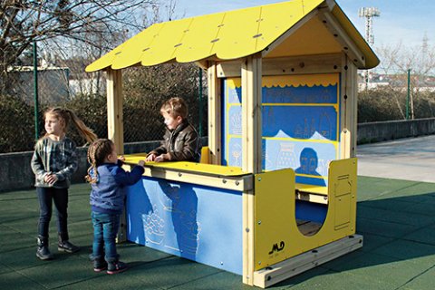 Maisonnette Théâtre, jeux inclusif Polyéthylène et acier peinte à la poudre