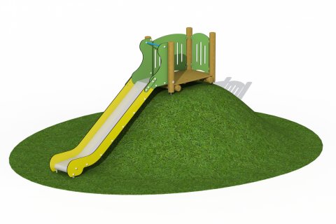 Toboggan inox pour butte largeur 0.50 mètre glissière 2.50 mètre plateforme en bois de mélèze avec garde-corps en HDPE