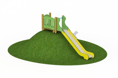 Toboggan inox pour butte largeur 0.50 mètre glissière 2.50 mètre plateforme en bois de mélèze avec garde-corps en HDPE