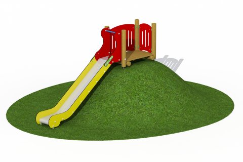 Toboggan inox pour butte largeur 0.50 mètre glissière 2.50 mètre plateforme en bois de mélèze avec garde-corps en HDPE