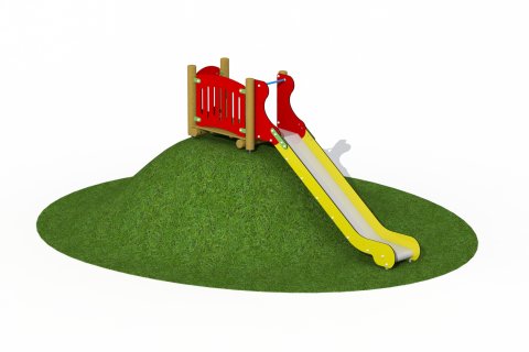 Toboggan inox pour butte largeur 0.50 mètre glissière 2.50 mètre plateforme en bois de mélèze avec garde-corps en HDPE