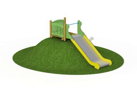 Toboggan inox pour butte largeur 1 mètre glissière 2.50 mètre plateforme en bois de mélèze avec garde-corps en HDPE