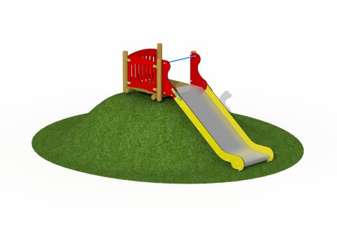 Toboggan inox pour butte largeur 1 mètre glissière 2.50 mètre plateforme en bois de mélèze avec garde-corps en HDPE