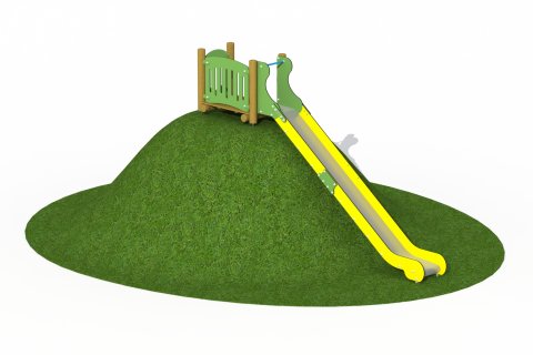 Toboggan inox pour butte largeur 0.50 mètre glissière 3.60 mètre plateforme en bois de mélèze avec garde-corps en HDPE