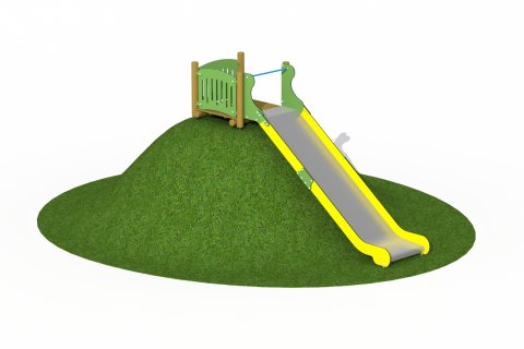 Toboggan inox pour butte largeur 1 mètre glissière 3.60 mètre plateforme en bois de mélèze avec garde-corps en HDPE