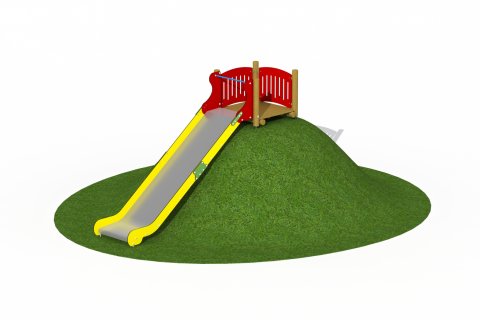 Toboggan inox pour butte largeur 1 mètre glissière 3.60 mètre plateforme en bois de mélèze avec garde-corps en HDPE