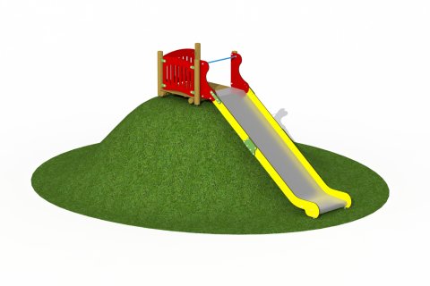 Toboggan inox pour butte largeur 1 mètre glissière 3.60 mètre plateforme en bois de mélèze avec garde-corps en HDPE