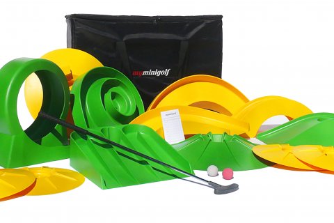 Set Minigolf Professionnel avec 13 obstacles, 2 minigolf clubs, 4 balles de golf et 1 carnet de score