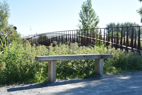 Banc de parc en traverses en chêne neuves de longueur 1.80 Mètres