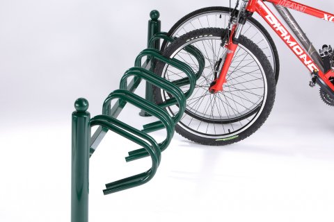 Ratelier 5 vélos en acier zingué bichromaté et peinture époxy Vert