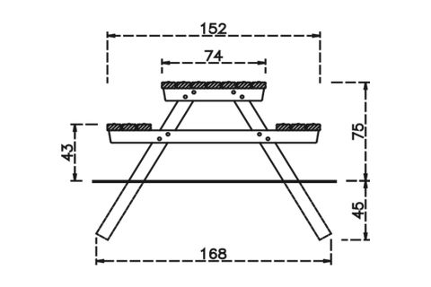 Table de pique-nique en Pin imprégné à sceller Long. 1.80 M x1.52 - 4 à 6 personnes