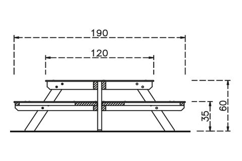 Table de pique-nique ronde pour enfants 1.90 Mètres