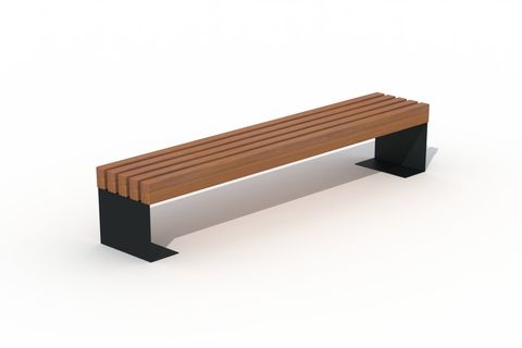 banc moderne design métal et bois exotique sans dossier de 2,00 M